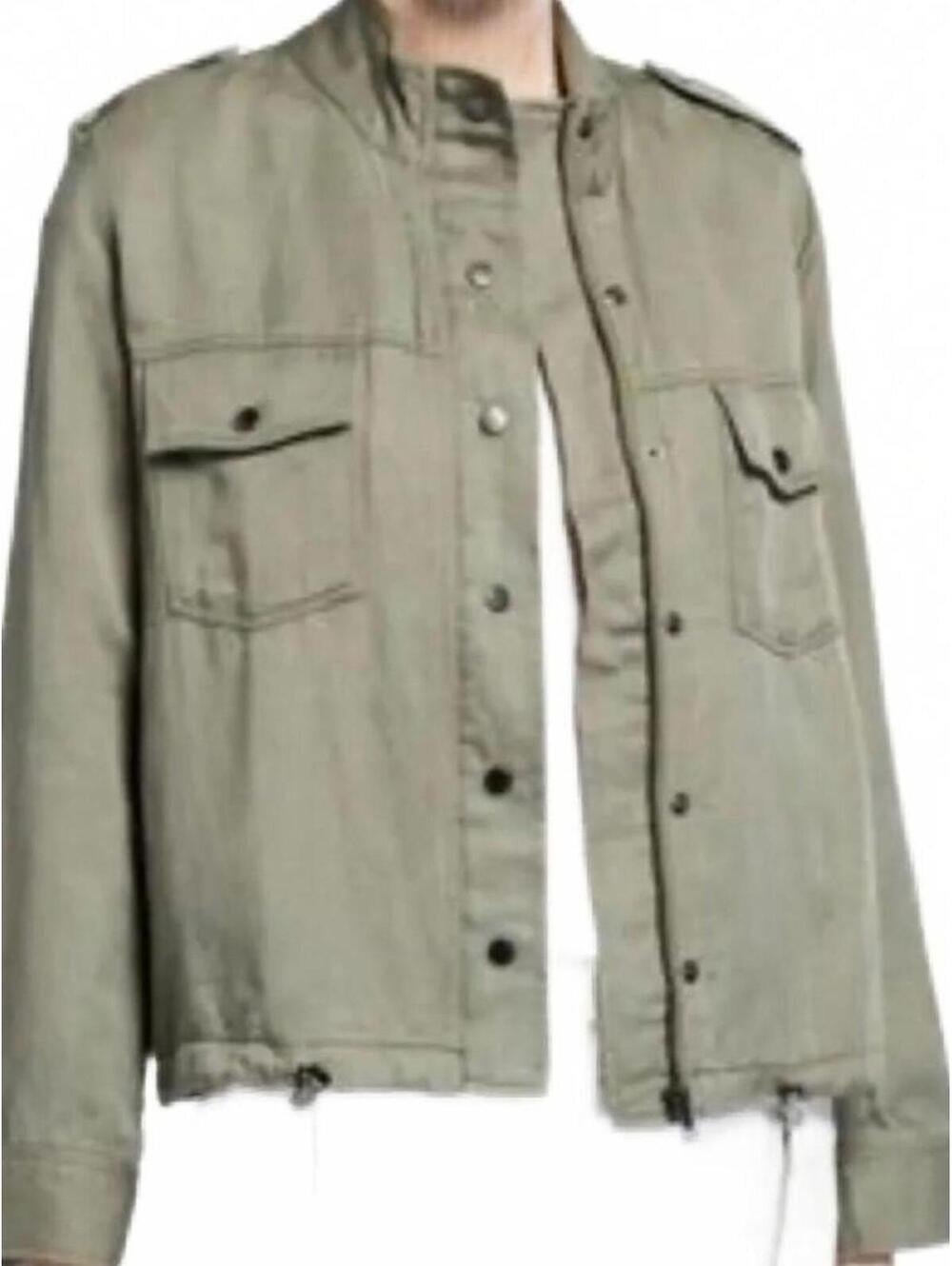 Rails Collins Jacket Size XS Military Utility Sage Green Zip Snap Linen Lyocell